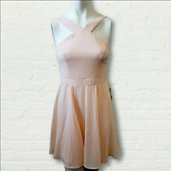 Lulus NWT small peach forevermore halter skater fit and flare mini dress - Picture 13 of 13